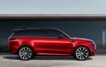 Боковий ракурс Land Rover Range Rover Sport 2023 червоного кольору