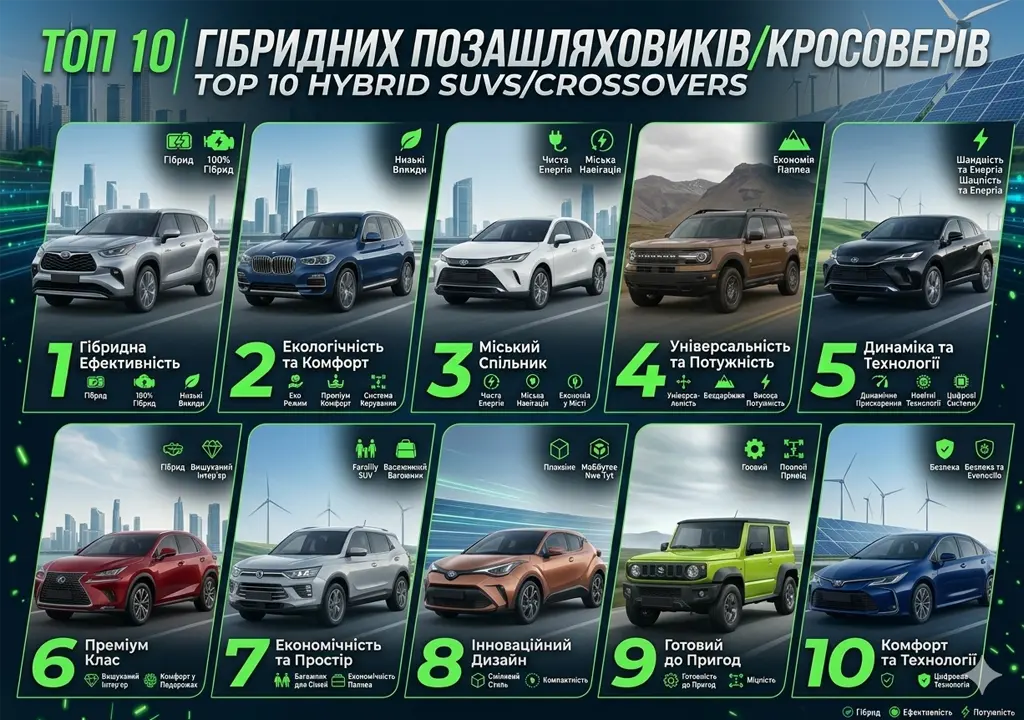 ТОП-10 гібридних позашляховиків та кросоверів до 50 000$ (2026)