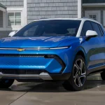 Вид с переду Chevrolet Equinox EV 2024 синього кольору